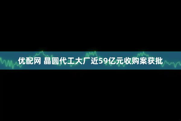 优配网 晶圆代工大厂近59亿元收购案获批